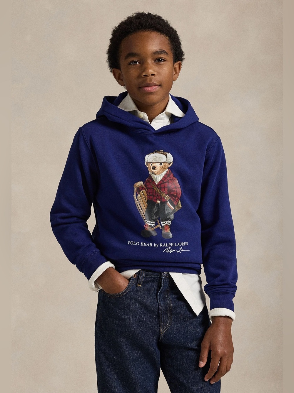 Polo Ralph Lauren Boys Pullover Hoodie Youth XL 10 12 Winter Bear Graphic